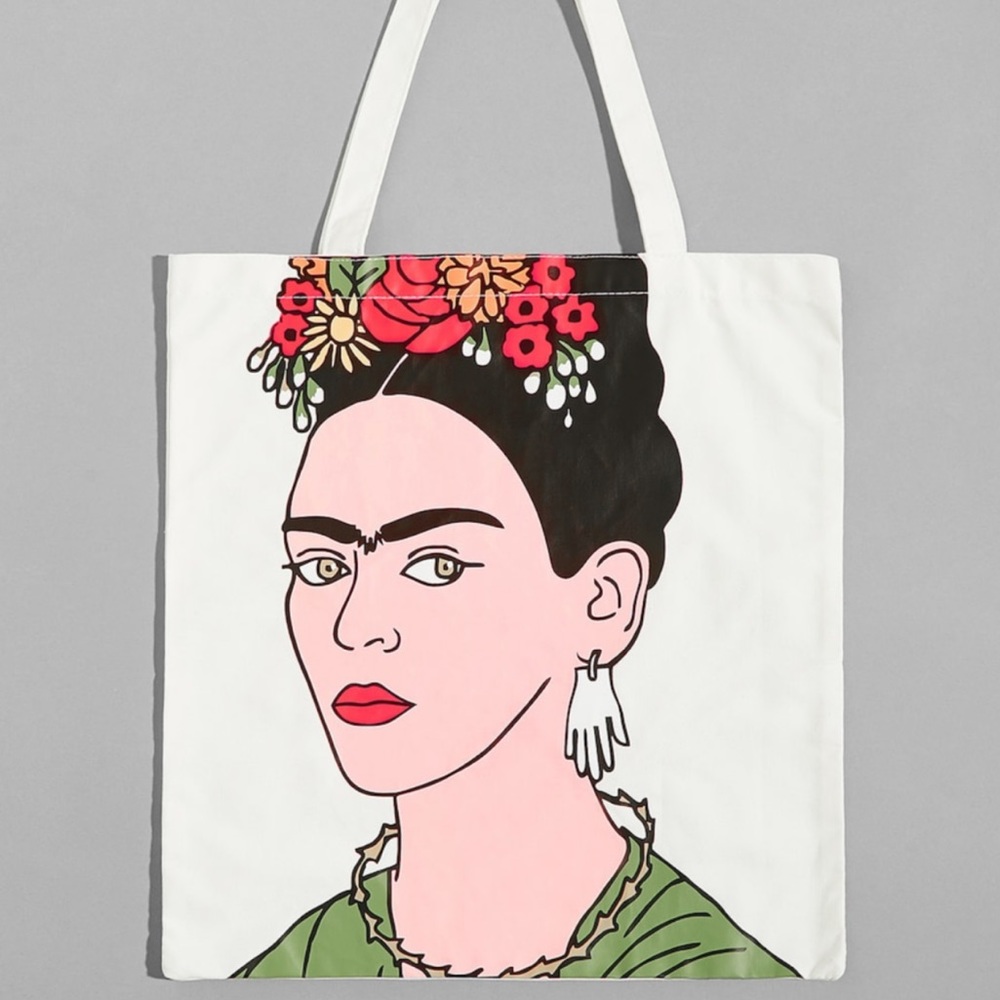 Frida Kahlo painted canvas tote bag - Picture 3 of 8